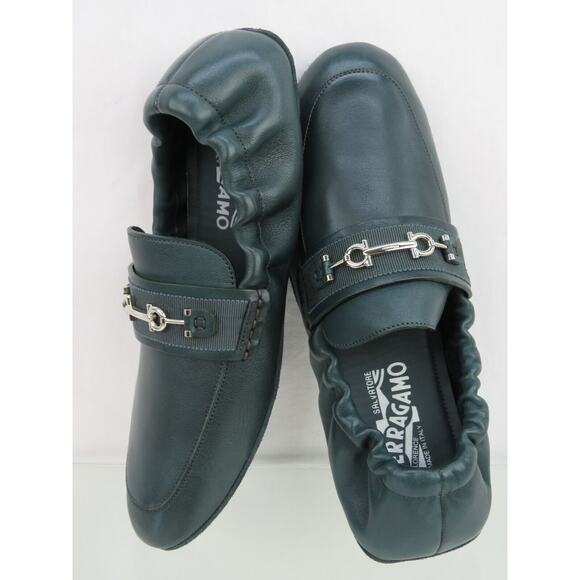 FERRAGAMO ASTURE GREEN LEATHER GANCINI BIT MOCCASIN DRIVING LOAFERS US 11 M main image 8